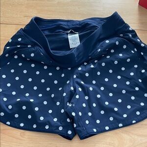 Lands' End Women's Navy Polka Dot 5 inch board shorts with liner